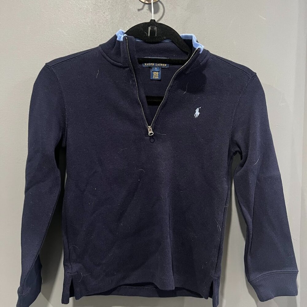 Polo Ralph Lauren Boys Quarter Zip Pullover Size 7 | Navy | Like New